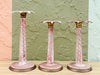 Set of Three Pink Chic Palm Tree Candlesticks