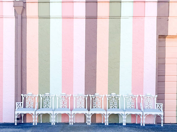 Set of Eight Fretwork Pagoda Dining Chairs