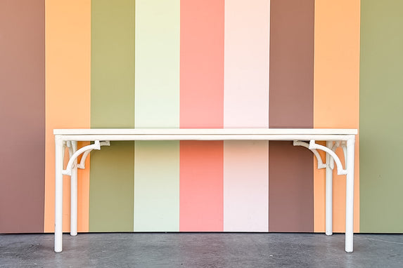 Extra Long White Rattan Console