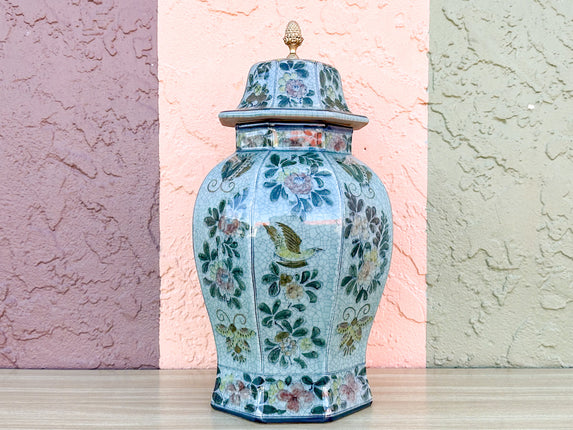 Maitland Smith Seafoam Floral Ginger Jar