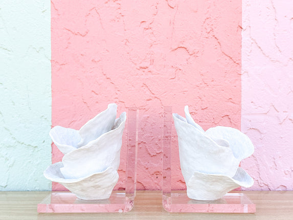 Lucite Coral Bookends