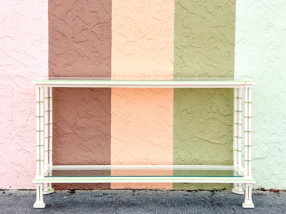 Tri Leg Faux Bamboo Console