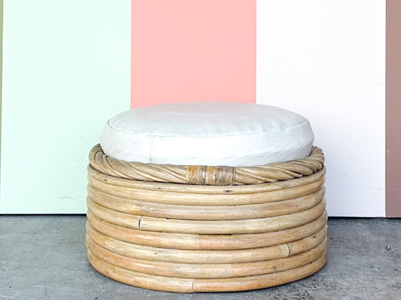 Stacked Rattan Ottoman