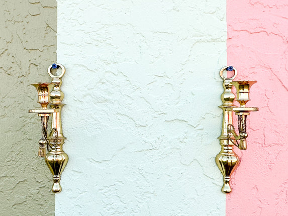 Pair of Brass Tassel Wall Sconces