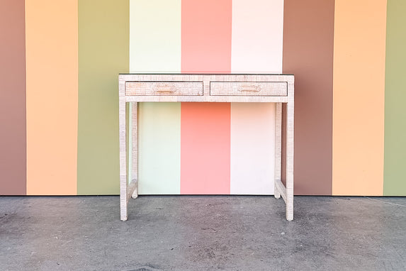 Coastal Chic Rattan Wrapped Desk