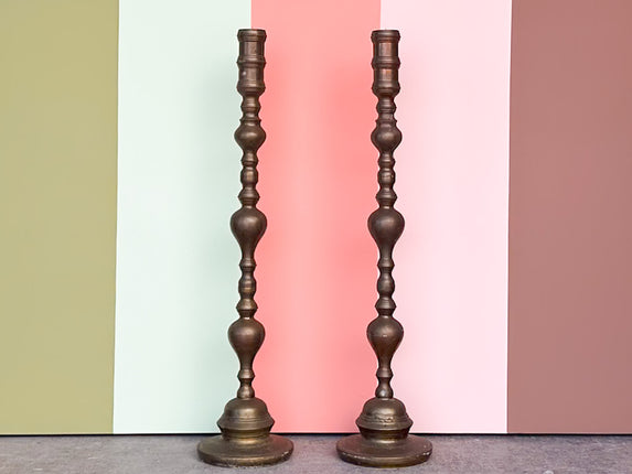 Pair of Large Brass Candlesticks