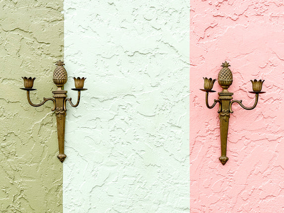 Pair of Brass Pineapple Wall Sconces