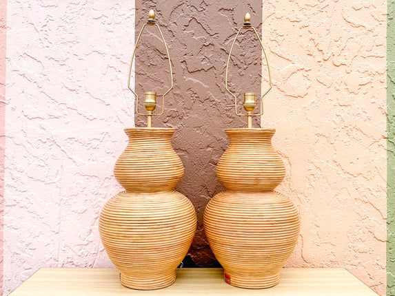 Pair of Modern Society Social Pencil Reed Lamps