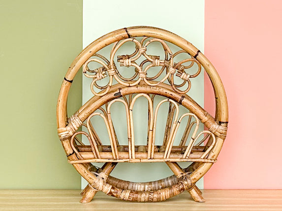 Whimsical Rattan Magazine Rack