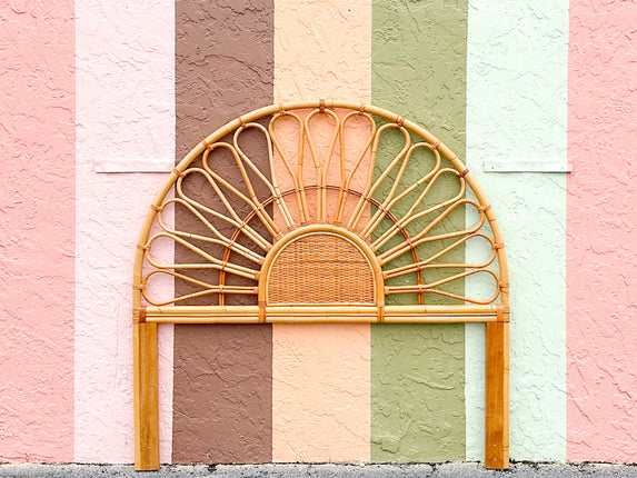 Sunburst Rattan Queen Headboard
