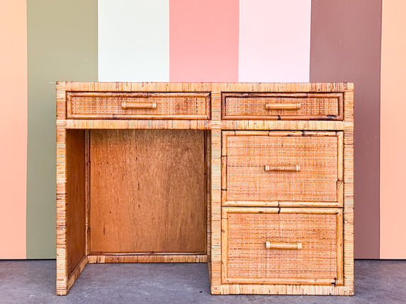 Coastal Rattan Wrapped Desk