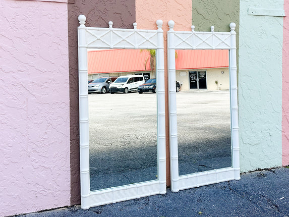 Pair of Faux Bamboo Omega Mirrors