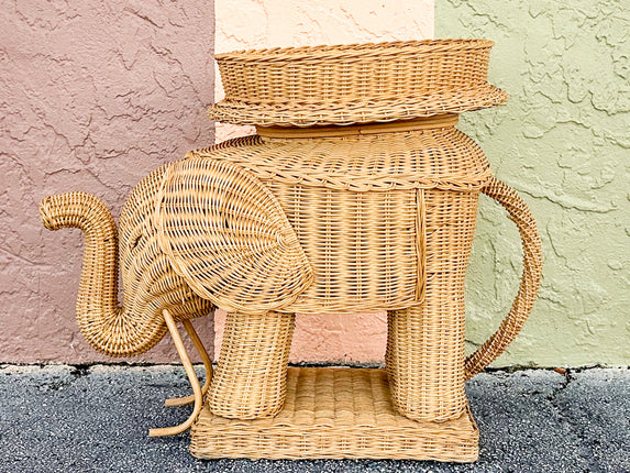 Wicker Elephant Side Table