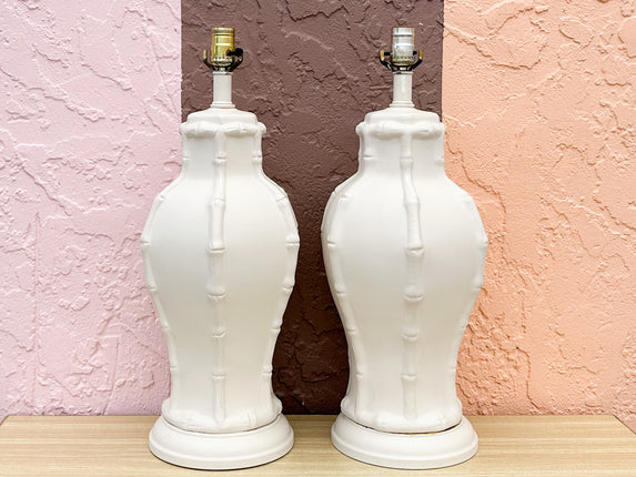Pair of Palm Beach Style Faux Bamboo Lamps