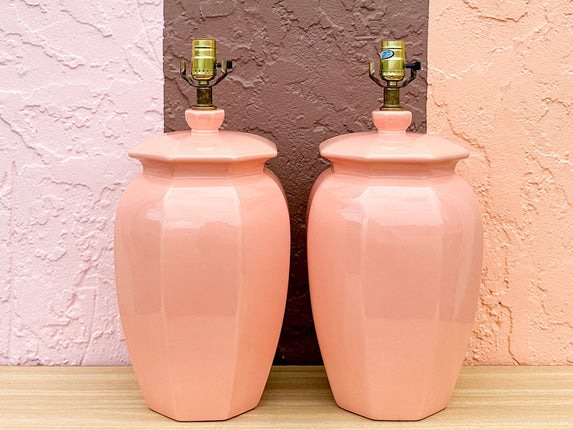 Pair of Pink Chic Ceramic Lamps
