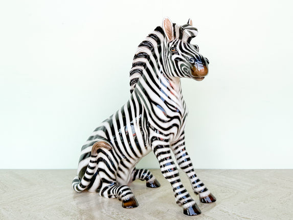 Large Lounging Italian Ceramic Zebra