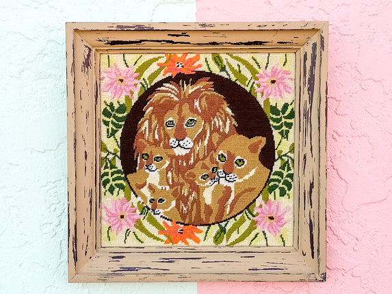 Lion Family Needlepoint Art
