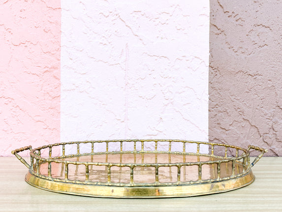 Kips Bay Faux Bamboo Brass Tray