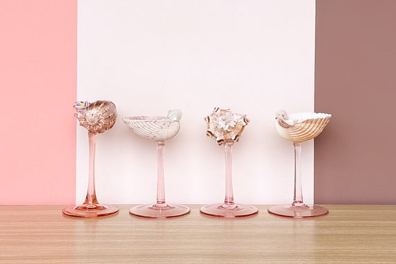 Set of Four Pink Shell Chic Coupes
