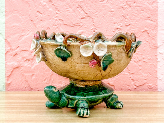 Majolica Turtle Cachepot