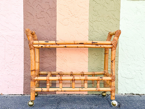 Old Florida Rattan Bar Cart