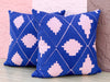 Kips Bay Show House Pair of Pink and Royal Blue Pillows