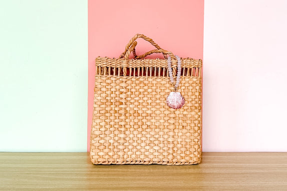 Palm Beach Regency's Rose Quartz Gemstone and Shell Bag Charm