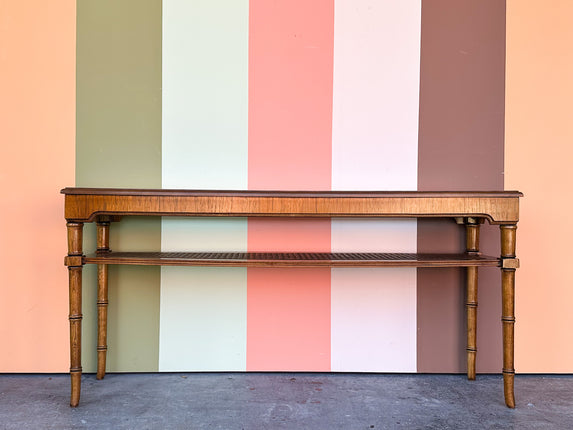 Handsome Faux Bamboo and Cane Console