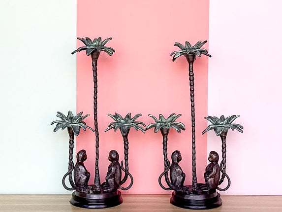 Pair of Monkey Candle Holders