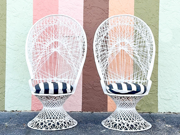 Pair of Wonderful Webspun Peacock Chairs