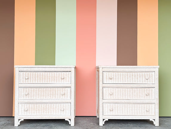 Pair of Henry Link Oversized Wicker Nightstands