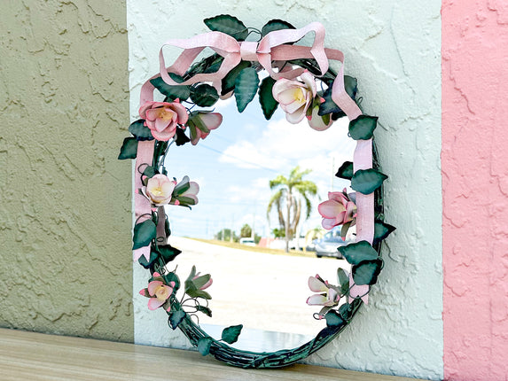 Petite Tole Bow and Rose Mirror
