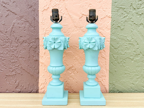 Pair of Sweet 1950s Robin Egg Blue Lamps