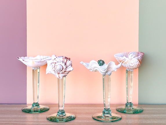 Set of Four Seafoam Shell Coupes
