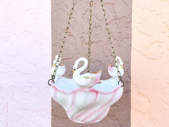 Sweet 1950s Hanging Swan Planter