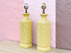 Pair of Sunshine Yellow Faux Bamboo Lamps