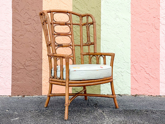 Island Chic Rattan Wingback Chair
