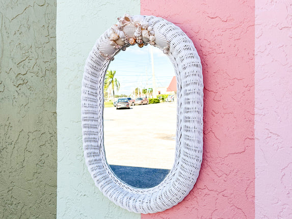 Wicker Shell Mirror