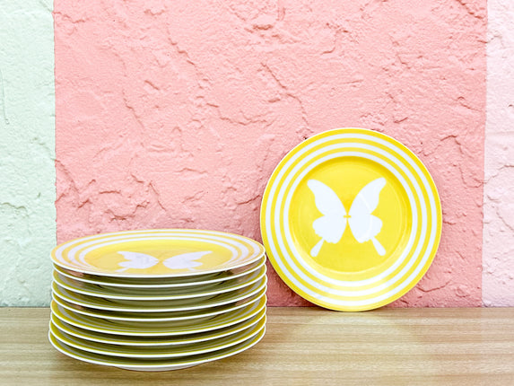 Set of Ten Fitz and Floyd Butterfly Dessert Plates