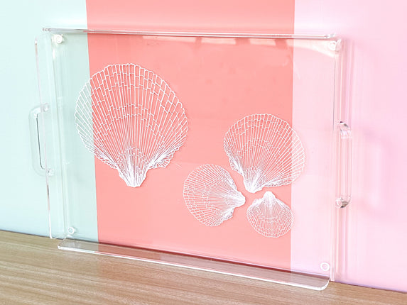 Etched Shell Lucite Tray