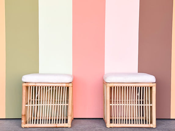 Pair of Rattan Ottomans