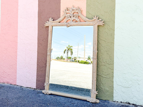 Elegant Carved Asparagus and Flower Mirror