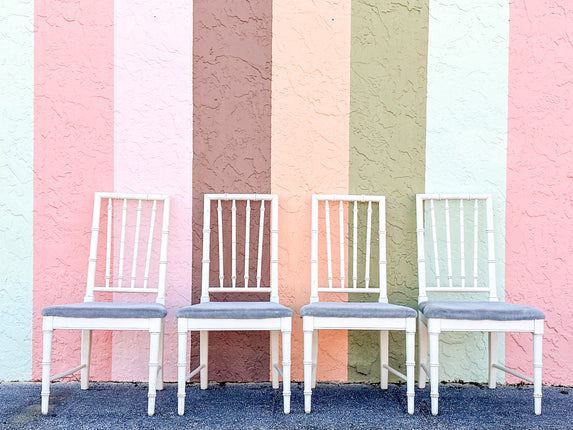 Set of Four Faux Bamboo Dining Chairs