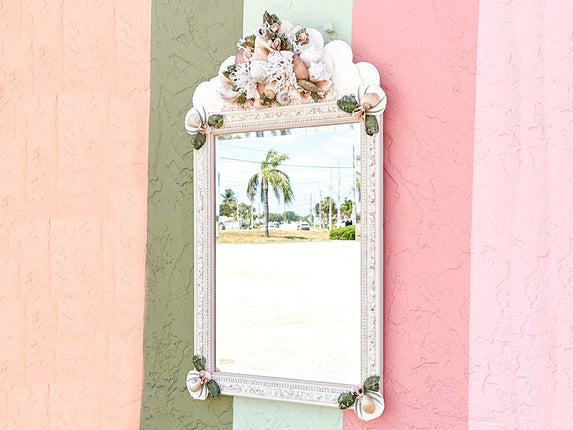Pink and Green Tropical Shell Mirror