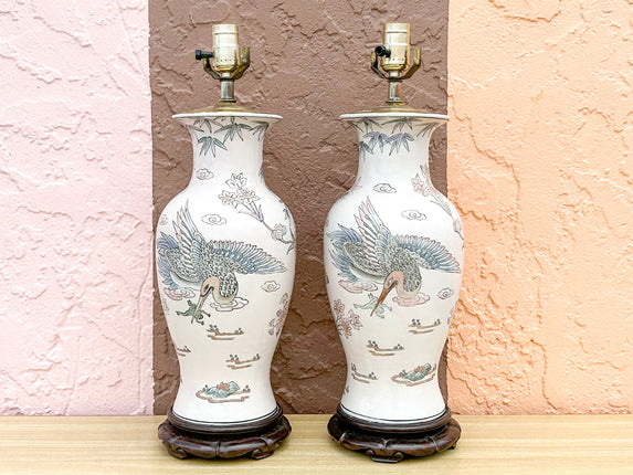 Pair of Ceramic Bird Lamps
