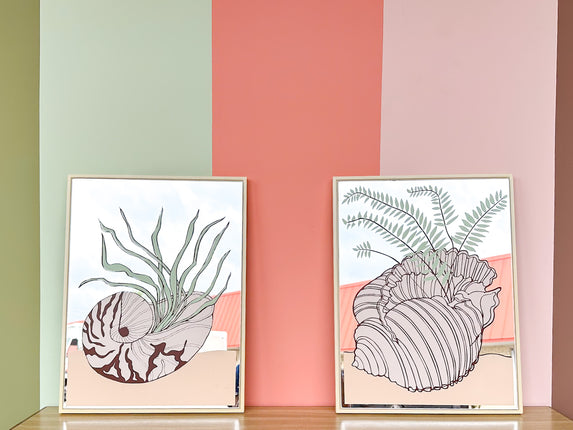 Pair of Shell Chic Painted Mirrors
