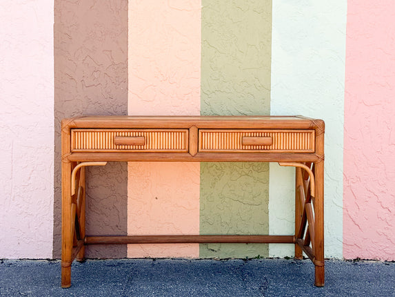 Pencil Reed Rattan Chippendale Desk