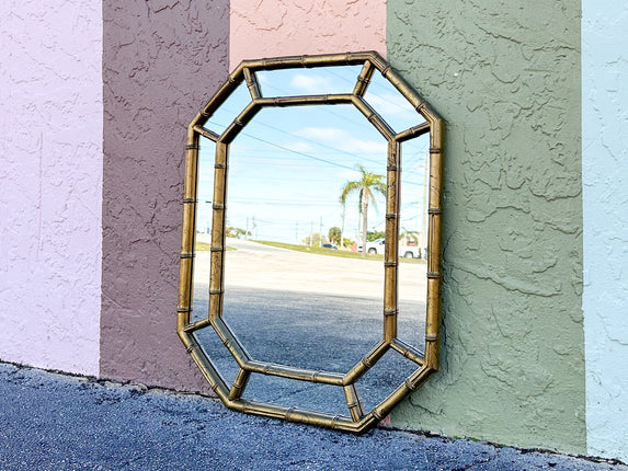 Faux Bamboo Octagon Mirror