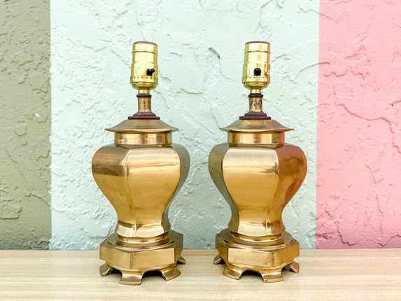 Pair of Sweet Petite Brass Ginger Jar Lamps