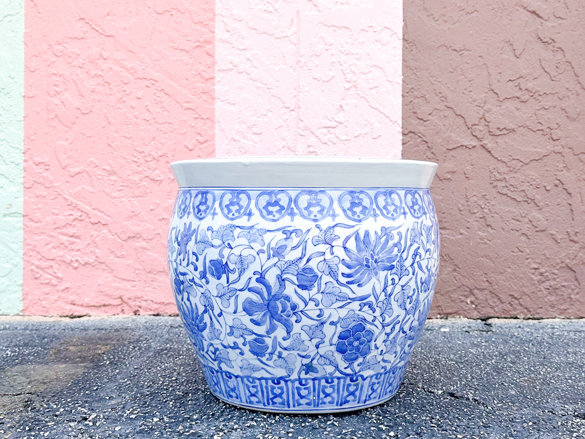 Blue & White Ceramic Planter - Extra Large